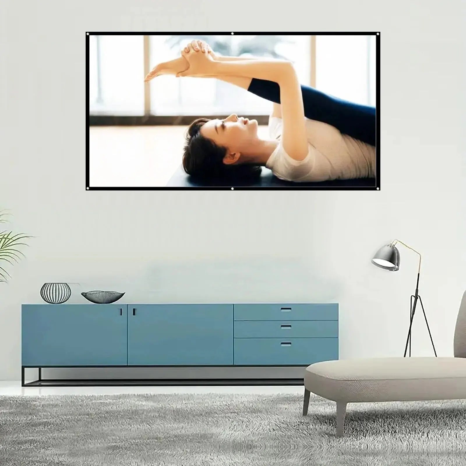 Tela de Projeção Portátil – Tecido Refletor, Alto Brilho, Dobrável com Argolas, PVC Resistente Tela de Projeção Portátil – Tecido Refletor, Alto Brilho, Dobrável com Argolas, PVC Resistente